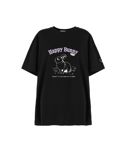 LULUCHOU(ルルシュ)の「Happy Bunny T-shirt - BLACK(Tシャツ/カットソー・レディース・その他・FREE)」の4枚目の写真