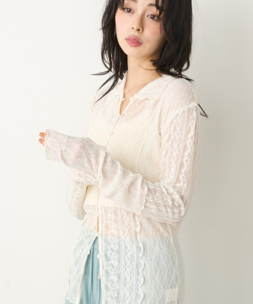Unitage（ユニテージ）の「レースパッチワーク衿付きカーディガン（Tシャツ/カットソー・レディース・ブラック/アイボリー・FREE）」の20枚目の写真