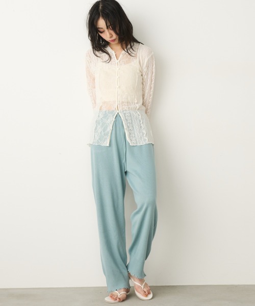 Unitage（ユニテージ）の「レースパッチワーク衿付きカーディガン（Tシャツ/カットソー・レディース・ブラック/アイボリー・FREE）」の12枚目の写真