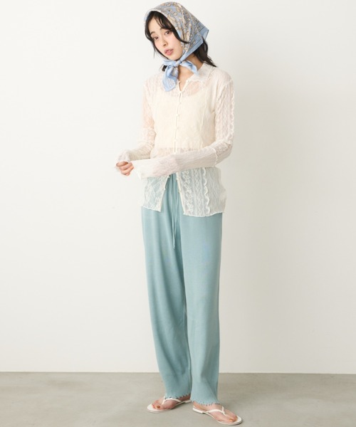 Unitage（ユニテージ）の「レースパッチワーク衿付きカーディガン（Tシャツ/カットソー・レディース・ブラック/アイボリー・FREE）」の13枚目の写真