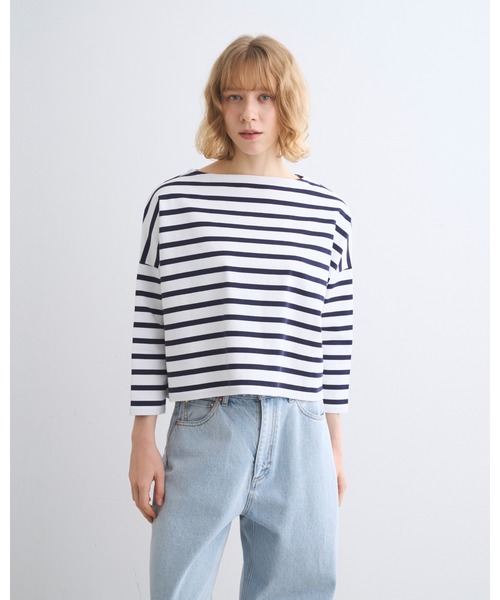 Traditional Weatherwear(トラディショナルウェザーウェア)の「LYNE(Tシャツ/カットソー・レディース・ホワイト×ネイビー/ホワイト×ブルー/ホワイト×ブラック/ホワイト×グリーン・S/XXS/XS)」の5枚目の写真