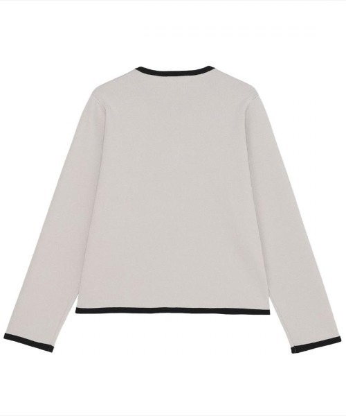 TOKYO SHIRTS（トウキョウシャツ）の「縁取り ニットジャケット（ニット/セーター・レディース・グレイッシュベージュ/ブラック・L/LL/M）」の9枚目の写真