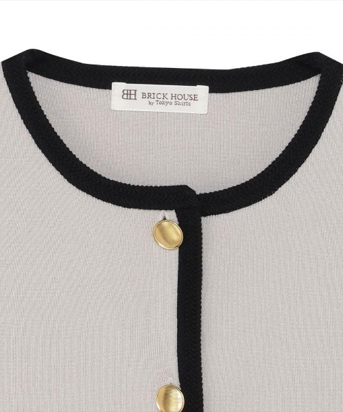 TOKYO SHIRTS（トウキョウシャツ）の「縁取り ニットジャケット（ニット/セーター・レディース・グレイッシュベージュ/ブラック・L/LL/M）」の10枚目の写真