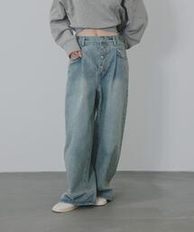 KBF | 『3サイズ展開』タックボタンアップデニム(デニムパンツ)