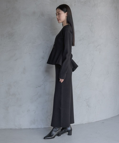 A part by（アパートバイ）の「ペプラムカーディガンセットアップ（ワンピース・レディース・ブラック/ライトグレー・FREE）」の5枚目の写真