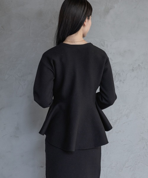 A part by（アパートバイ）の「ペプラムカーディガンセットアップ（ワンピース・レディース・ブラック/ライトグレー・FREE）」の7枚目の写真