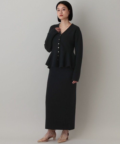 A part by（アパートバイ）の「ペプラムカーディガンセットアップ（ワンピース・レディース・ブラック/ライトグレー・FREE）」の12枚目の写真