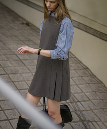 KNOWNBETTER（ノウンベター）の「Side pleats stripe ops [KNFW02OPS01]_Gray（ワンピース）」