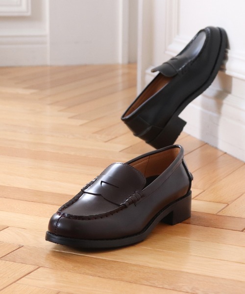 あしながおじさん（アシナガオジサン）の「防滑│レザーコインローファー　4510011（ローファー・レディース・ダークブラウン/ブラック・23cm/22.5cm/24.5cm/24cm/23.5cm）」の2枚目の写真