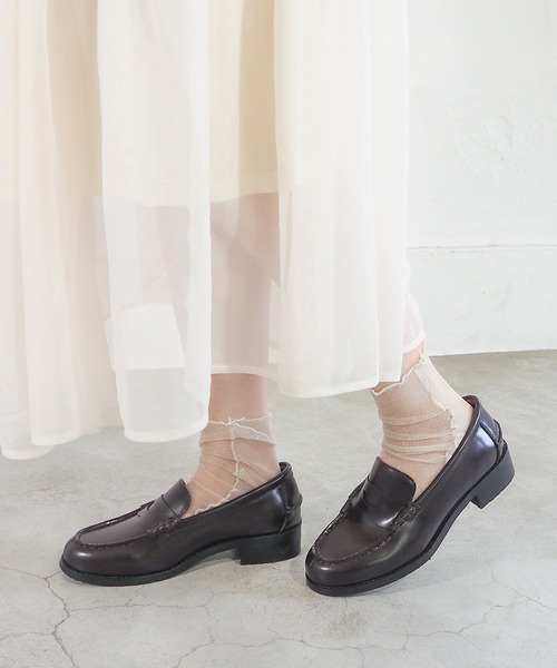 あしながおじさん（アシナガオジサン）の「防滑│レザーコインローファー　4510011（ローファー・レディース・ダークブラウン/ブラック・23cm/22.5cm/24.5cm/24cm/23.5cm）」の10枚目の写真