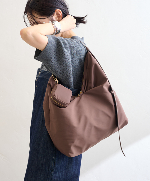 LE TALON（ルタロン）の「LETALON ナイロンコンビ2WAYギャザーBAG（トートバッグ・レディース・ブラック/ブラウン・FREE）」の2枚目の写真