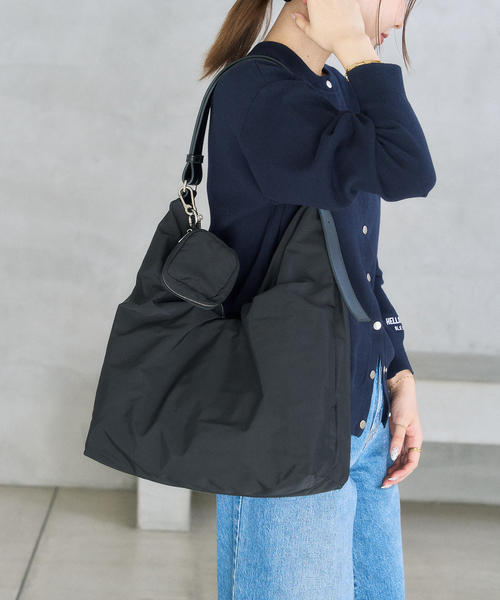 LE TALON（ルタロン）の「LETALON ナイロンコンビ2WAYギャザーBAG（トートバッグ・レディース・ブラック/ブラウン・FREE）」の5枚目の写真