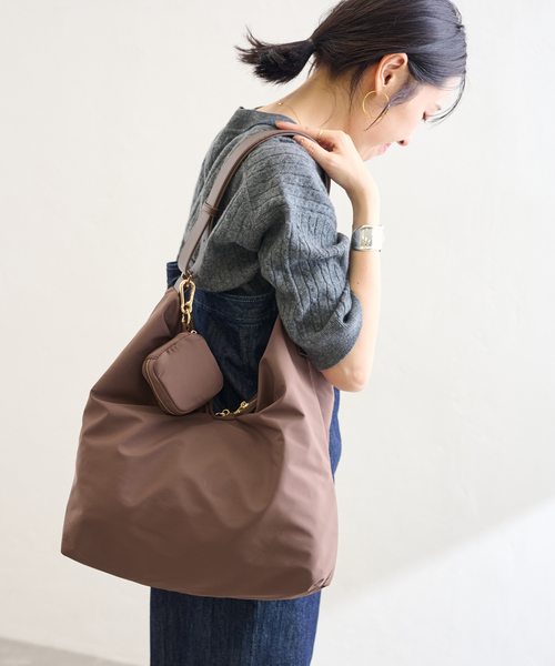 LE TALON（ルタロン）の「LETALON ナイロンコンビ2WAYギャザーBAG（トートバッグ・レディース・ブラック/ブラウン・FREE）」の9枚目の写真