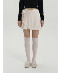 velvet rap skirt - cream