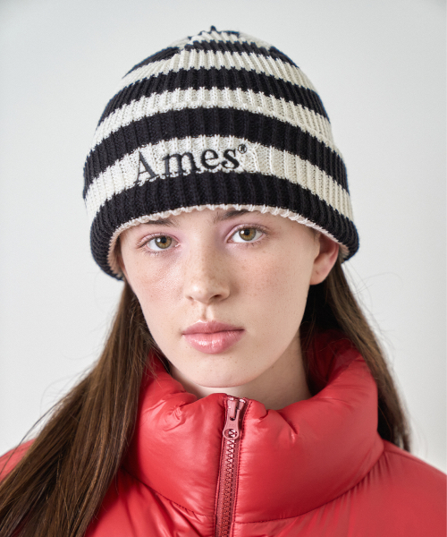 AMESWORLDWIDE（アメスワールドワイド）の「STRIPE KNIT BEANIE IVORY（ニットキャップ/ビーニー・レディース・その他・FREE）」の2枚目の写真