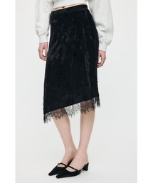 MOUSSY | LACE TRIM VELVET スカート(スカート)