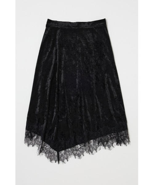 MOUSSY（マウジー）の「LACE TRIM VELVET スカート（スカート・レディース・アイボリー/ブラック・FREE）」の3枚目の写真