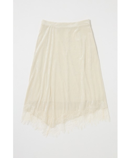 MOUSSY（マウジー）の「LACE TRIM VELVET スカート（スカート・レディース・アイボリー/ブラック・FREE）」の4枚目の写真