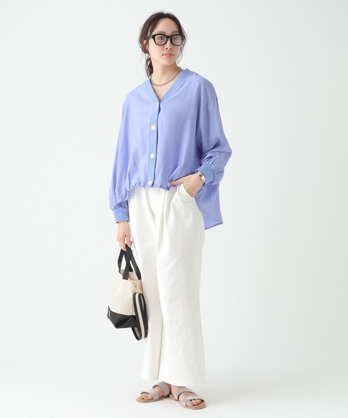 Elura（エルーラ）の「Vネックブラウスカーディガン/659644（カーディガン/ボレロ・レディース・ブルー/チャコールグレー/ダークブラウン/ホワイト・FREE）」の16枚目の写真