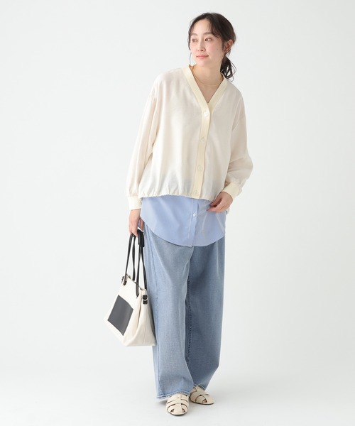 Elura（エルーラ）の「Vネックブラウスカーディガン/659644（カーディガン/ボレロ・レディース・ブルー/チャコールグレー/ダークブラウン/ホワイト・FREE）」の13枚目の写真