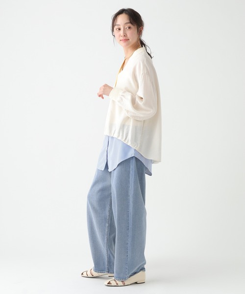 Elura（エルーラ）の「Vネックブラウスカーディガン/659644（カーディガン/ボレロ・レディース・ブルー/チャコールグレー/ダークブラウン/ホワイト・FREE）」の5枚目の写真