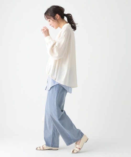 Elura（エルーラ）の「Vネックブラウスカーディガン/659644（カーディガン/ボレロ・レディース・ブルー/チャコールグレー/ダークブラウン/ホワイト・FREE）」の6枚目の写真