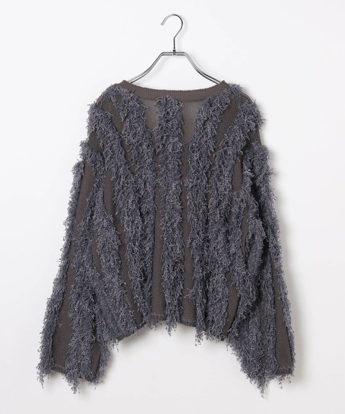 LEPSIM（レプシィム）の「5ゲージフラッフィーニットカーディガン　647673（カーディガン/ボレロ・レディース・アイボリー/チャコールグレー/グリーン系その他・FREE）」の4枚目の写真
