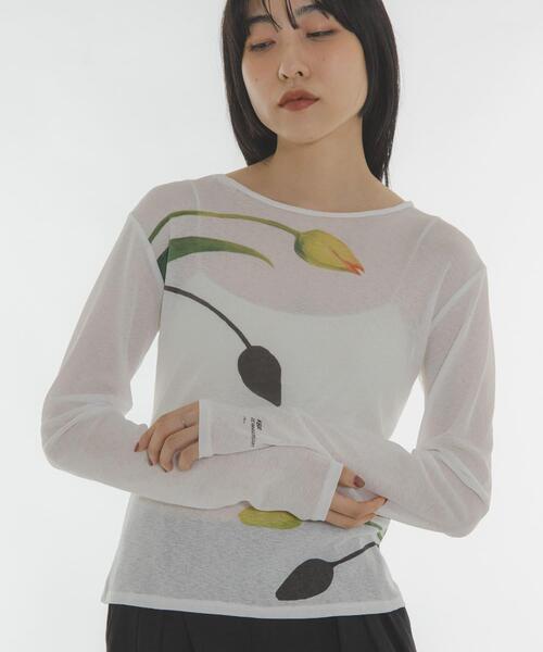 KBF（ケイビーエフ）の「『別注』Lee Izumida×KBF シアーTEE（Tシャツ/カットソー・レディース・オフホワイト/グリーン系その他・ONE）」の7枚目の写真