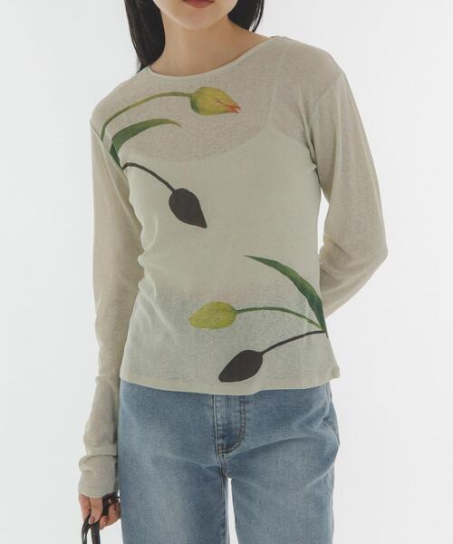 KBF（ケイビーエフ）の「『別注』Lee Izumida×KBF シアーTEE（Tシャツ/カットソー・レディース・オフホワイト/グリーン系その他・ONE）」の20枚目の写真