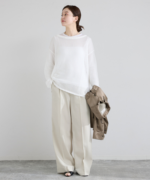 IENA（イエナ）の「ギマコットンプルオーバー（ニット/セーター・レディース・ホワイト/レッド/グレー・FREE）」の5枚目の写真