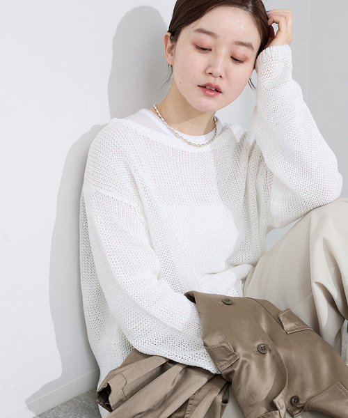 IENA（イエナ）の「ギマコットンプルオーバー（ニット/セーター・レディース・ホワイト/レッド/グレー・FREE）」の15枚目の写真