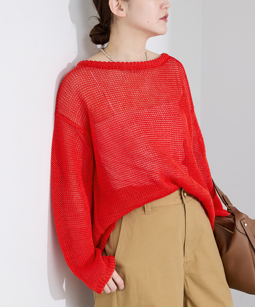 IENA（イエナ）の「ギマコットンプルオーバー（ニット/セーター・レディース・ホワイト/レッド/グレー・FREE）」の21枚目の写真