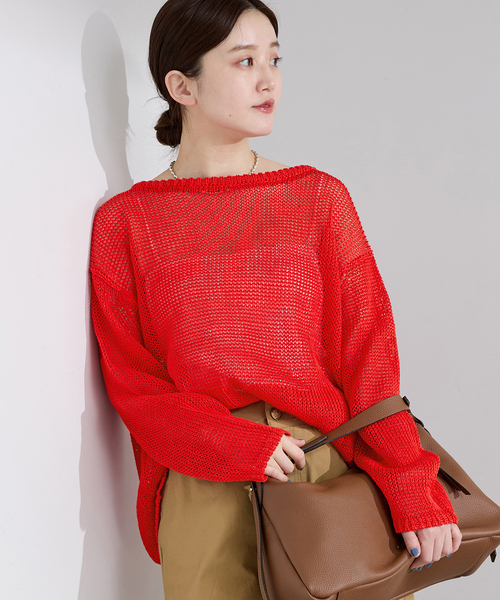 IENA（イエナ）の「ギマコットンプルオーバー（ニット/セーター・レディース・ホワイト/レッド/グレー・FREE）」の22枚目の写真