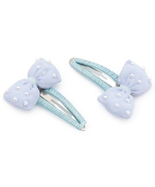 Lycee mine（リセマイン）の「ぷっくりリボンヘアクリップ'(2コセット)（バレッタ/ヘアクリップ・キッズ・イエロー/サックスブルー/ライトピンク・F）」の5枚目の写真