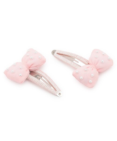 Lycee mine（リセマイン）の「ぷっくりリボンヘアクリップ'(2コセット)（バレッタ/ヘアクリップ・キッズ・イエロー/サックスブルー/ライトピンク・F）」の6枚目の写真
