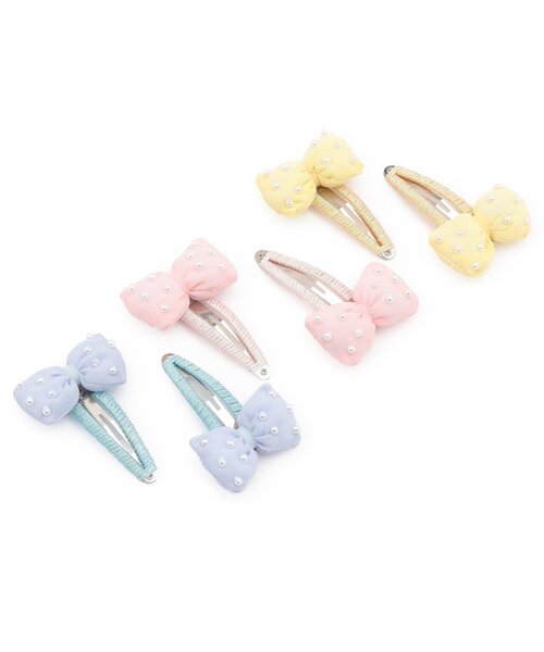 Lycee mine（リセマイン）の「ぷっくりリボンヘアクリップ'(2コセット)（バレッタ/ヘアクリップ・キッズ・イエロー/サックスブルー/ライトピンク・F）」の10枚目の写真