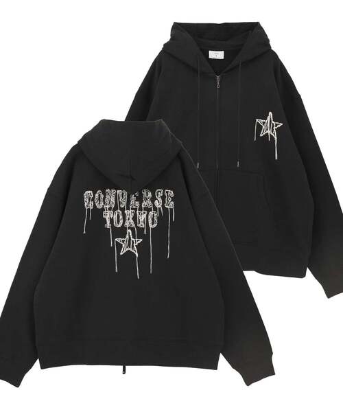 CONVERSE TOKYO(コンバーストウキョウ)の「EMBROIDED LOGO ZIP HOODIE(パーカー・レディース・ブラック/グレー/グリーン・SMALL/MEDIUM)」の2枚目の写真