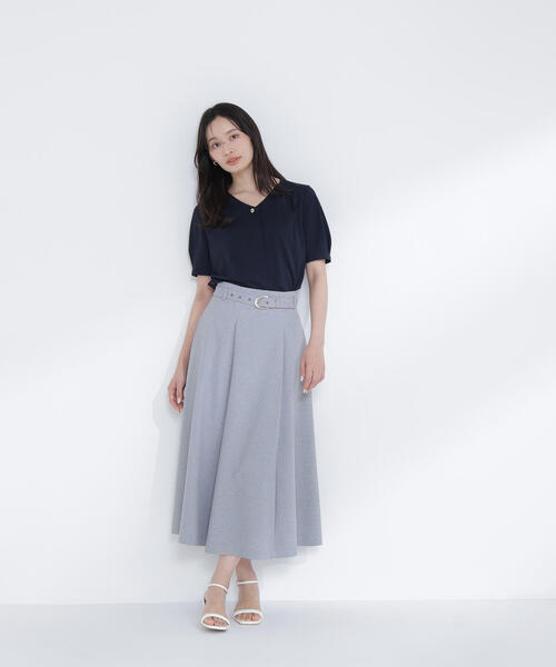 NATURAL BEAUTY BASIC(ナチュラルビューティーベーシック)の「◇メタルバックルフレアースカート(スカート・レディース・ベージュ/グレー/チャコールグレー・MEDIUM/P/S)」の12枚目の写真