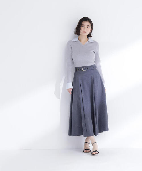 NATURAL BEAUTY BASIC(ナチュラルビューティーベーシック)の「◇メタルバックルフレアースカート(スカート・レディース・ベージュ/グレー/チャコールグレー・MEDIUM/P/S)」の20枚目の写真