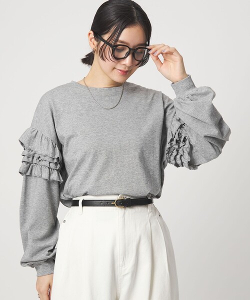 袖フリル　プルオーバー☆ミナペルホネン　ハンドメイド WEB限定】＜at ease＞袖フリル プルオーバー カットソー（Tシャツ