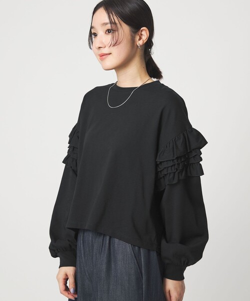 袖フリル　プルオーバー☆ミナペルホネン　ハンドメイド WEB限定】＜at ease＞袖フリル プルオーバー カットソー（Tシャツ
