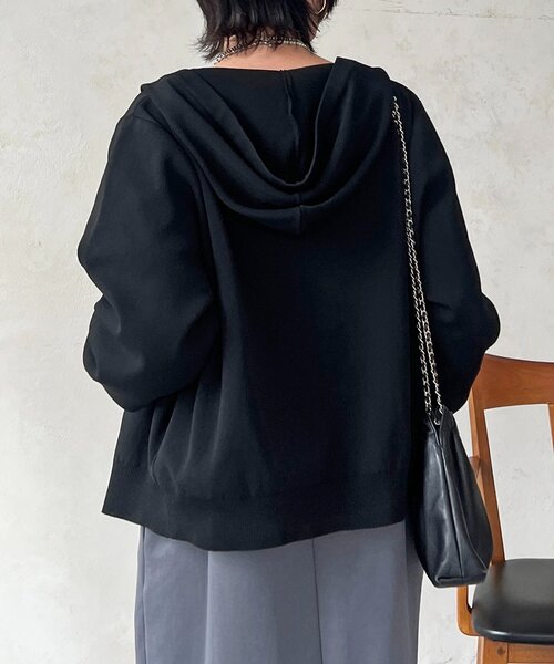 un dix cors（アンディコール）の「軽量配色ラメラインパーカー（カーディガン/ボレロ・レディース・ブラック/アイボリー・FREE）」の21枚目の写真