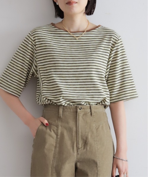 NOMBRE IMPAIR(ノンブルアンペール)の「マルチカラーボーダーフライス 5分袖プルオーバー(Tシャツ/カットソー・レディース・ブラウン/ベージュ・FREE)」の2枚目の写真