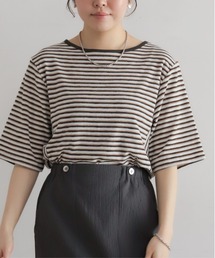 NOMBRE IMPAIR | マルチカラーボーダーフライス 5分袖プルオーバー(Tシャツ/カットソー)
