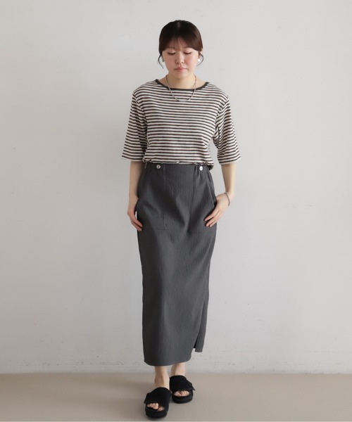 NOMBRE IMPAIR(ノンブルアンペール)の「マルチカラーボーダーフライス 5分袖プルオーバー(Tシャツ/カットソー・レディース・ブラウン/ベージュ・FREE)」の21枚目の写真