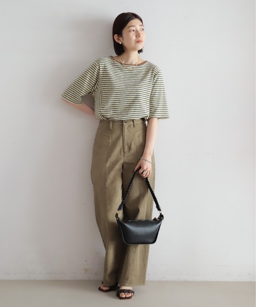 NOMBRE IMPAIR(ノンブルアンペール)の「マルチカラーボーダーフライス 5分袖プルオーバー(Tシャツ/カットソー・レディース・ブラウン/ベージュ・FREE)」の10枚目の写真