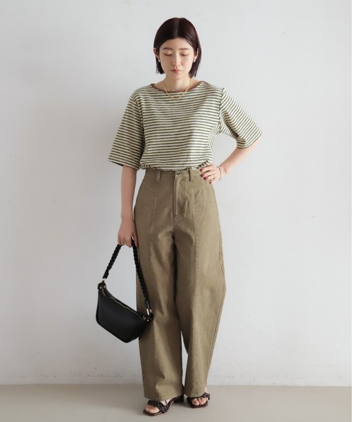 NOMBRE IMPAIR(ノンブルアンペール)の「マルチカラーボーダーフライス 5分袖プルオーバー(Tシャツ/カットソー・レディース・ブラウン/ベージュ・FREE)」の11枚目の写真