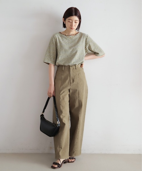 NOMBRE IMPAIR(ノンブルアンペール)の「マルチカラーボーダーフライス 5分袖プルオーバー(Tシャツ/カットソー・レディース・ブラウン/ベージュ・FREE)」の15枚目の写真