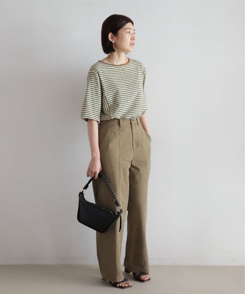 NOMBRE IMPAIR(ノンブルアンペール)の「マルチカラーボーダーフライス 5分袖プルオーバー(Tシャツ/カットソー・レディース・ブラウン/ベージュ・FREE)」の16枚目の写真
