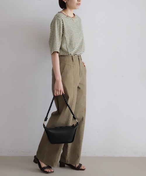 NOMBRE IMPAIR(ノンブルアンペール)の「マルチカラーボーダーフライス 5分袖プルオーバー(Tシャツ/カットソー・レディース・ブラウン/ベージュ・FREE)」の17枚目の写真